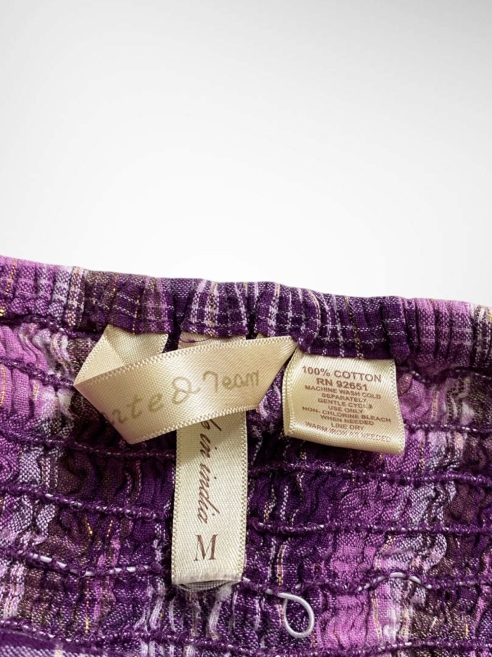 VTG Purple Plaid Ruffle Halter Top | Y2K McBling Smocked Back - Picture 6 of 7